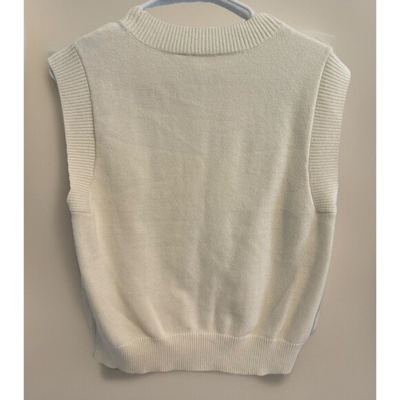Cyrus Ivory Cable Knit Sleeveless Sweater Vest Large Classic Pullover Preppy - Picture 7 of 8